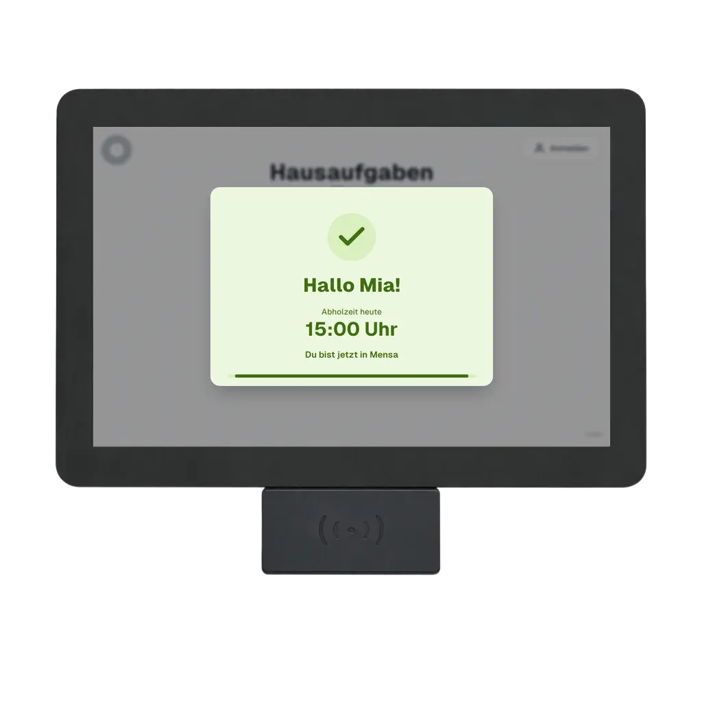 Phoenix Screenshot eines NFC-Terminals mit Raum und Schaltfläche zum Einchecken